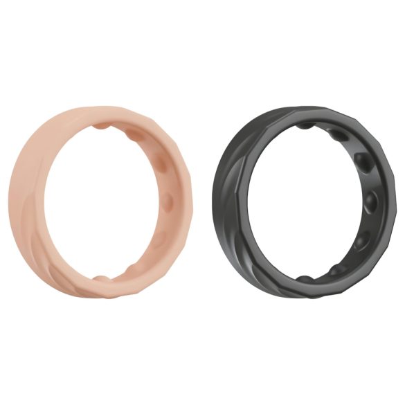 You2Toys 4en1 - Set de anillos para el pene y testículos (natural-negro)