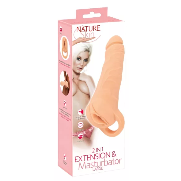 Nature Skin - masturbador vaginal y funda pene - 23cm - color piel