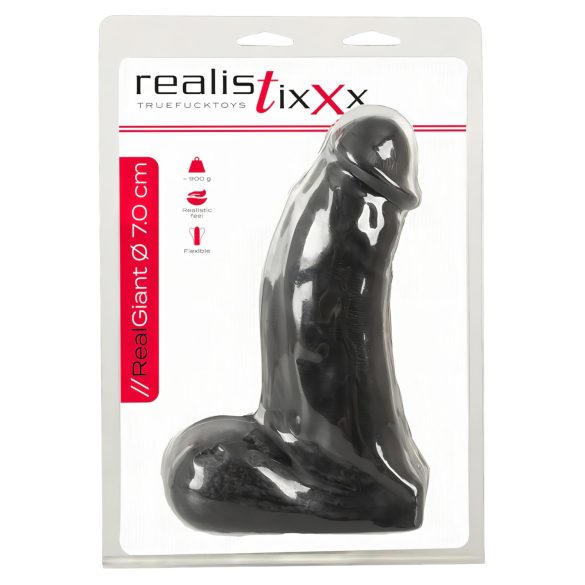 Realistixxx Real Giant - consolador realista con testículos - 22 cm - negro