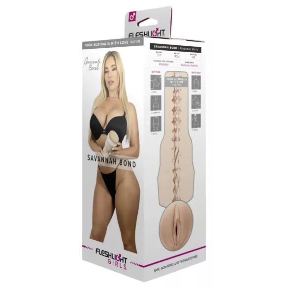 Fleshlight Savannah Bond - masturbador vagina realista - color natural