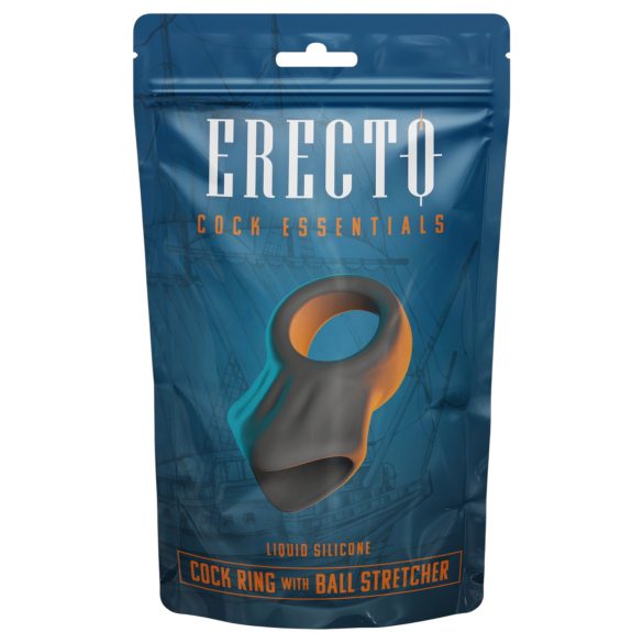 Erecto - anillo para pene con extensor de testículos - silicona negra