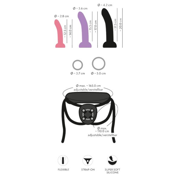 You2Toys - arnés con dildo - set doble - silicona negra