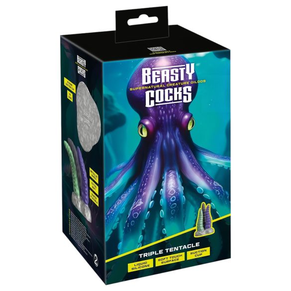 Beasty Cocks - Dildo triple tentáculo - silicona morado