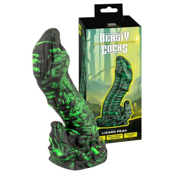 Beasty Cocks Cima de Lagarto - consolador en forma de lagarto (verde-negro)