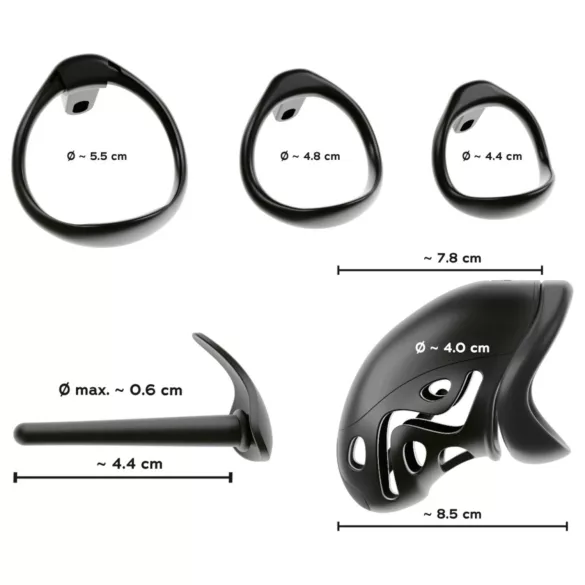 You2Toys - jaula para pene con plug - silicona negra