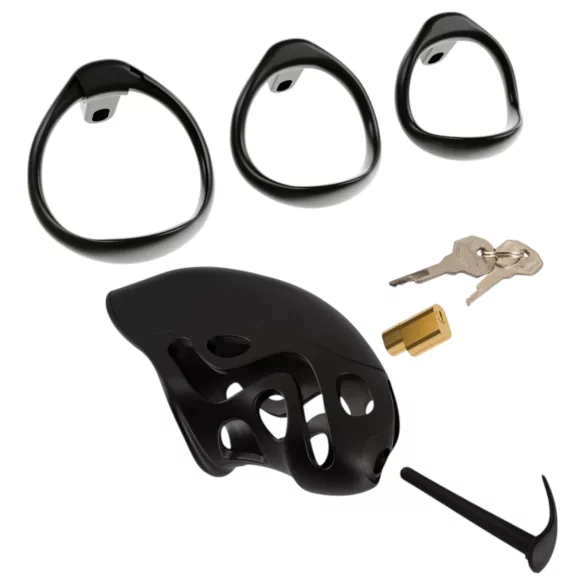 You2Toys - jaula para pene con plug - silicona negra