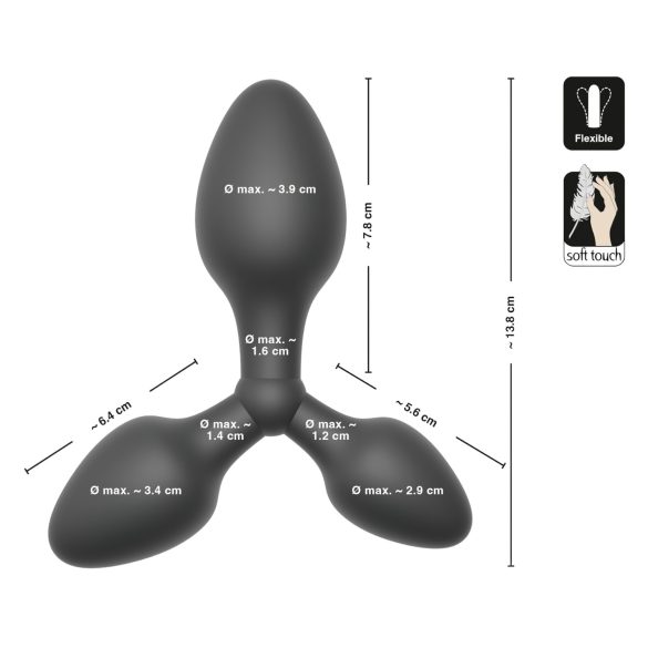Black Velvets - plug anal triple - silicona negro