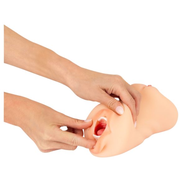 Nature Skin - masturbador doble orificio vagina y boca - color natural