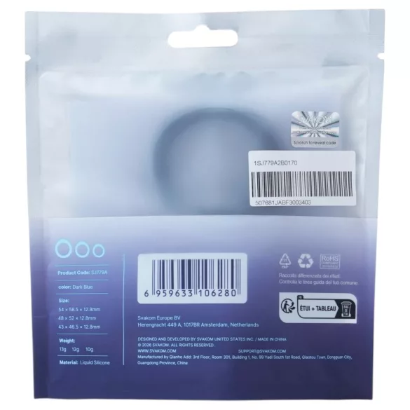 Svakom Triooo - juego de anillos para pene de silicona suave (azul) - 3 uds.
