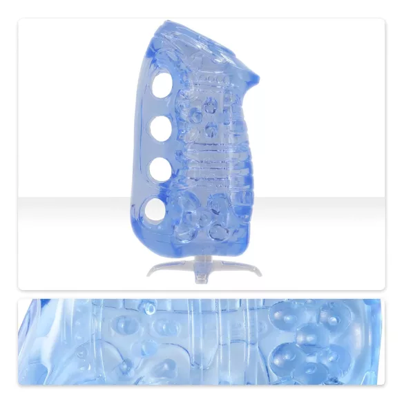 Fleshlight Fleshskins Grip Blue Ice - masturbador abierto por ambos extremos (azul)