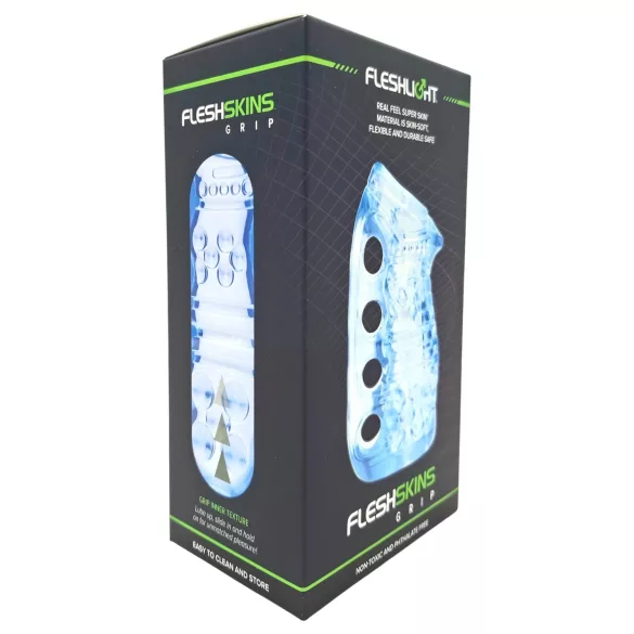 Fleshlight Fleshskins Grip Blue Ice - masturbador abierto por ambos extremos (azul)