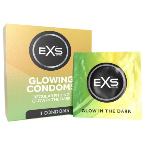EXS Glow - preservativo luminoso - látex - 3 unidades