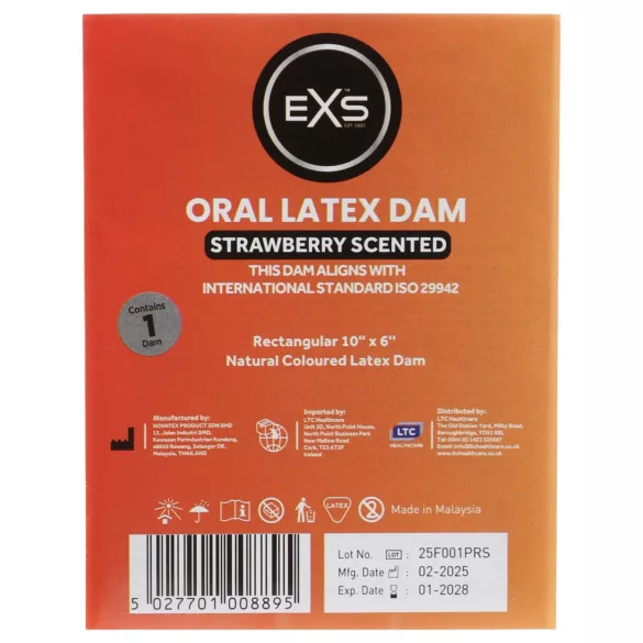 EXS lámina de látex con sabor a fresa - barrera dental de látex (1 ud)