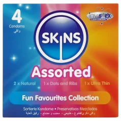   Skins - preservativos surtidos - con puntos, natural, extrafino (4 uds.)