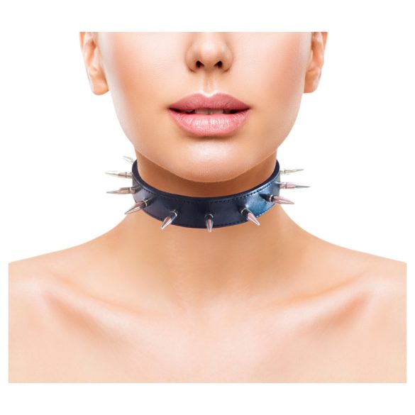 Rouge - Collar de cuero auténtico con tachuelas (negro)