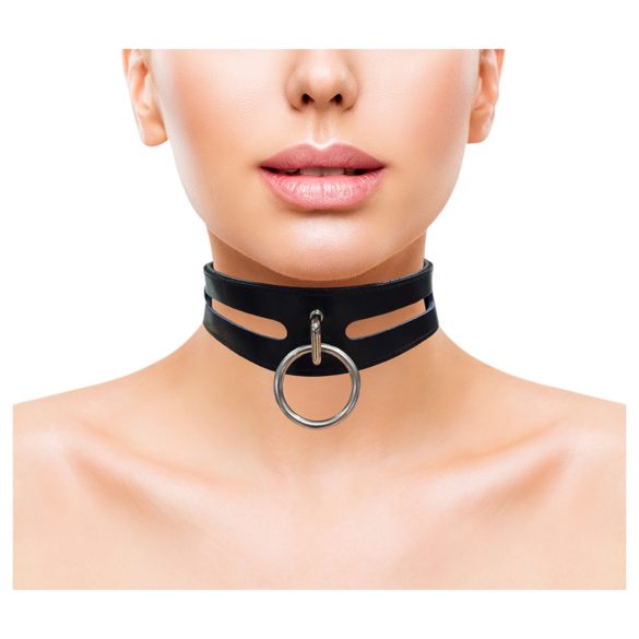 Rouge - collar de cuero genuino (negro)