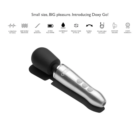 Doxy Go - masajeador vibrador recargable - plata