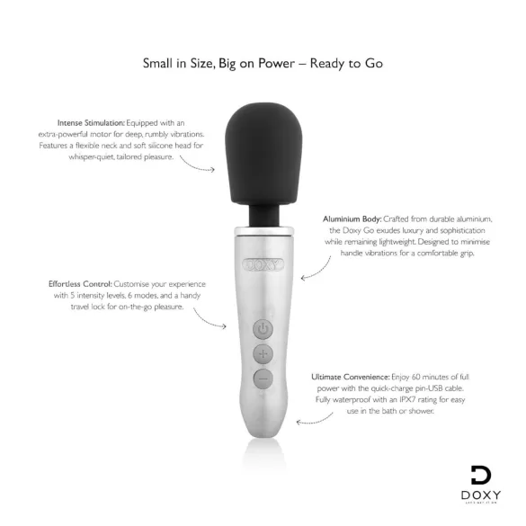 Doxy Go - masajeador vibrador recargable - plata