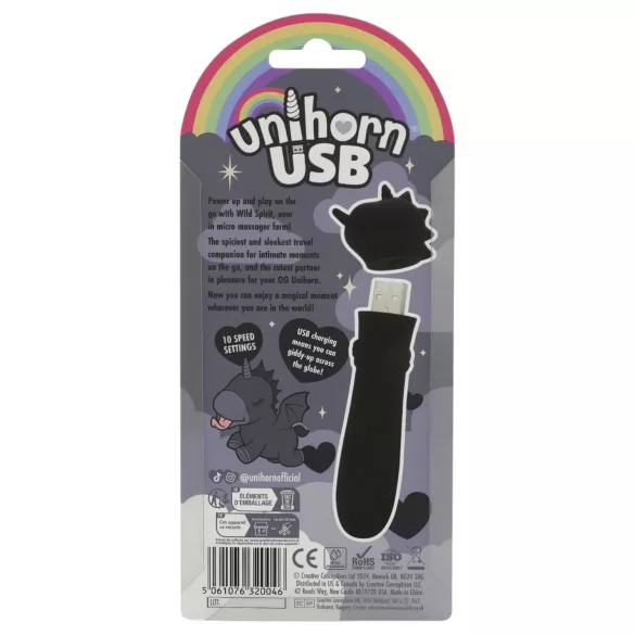 Unihorn Wild Spirit - mini vibrador recargable (negro)