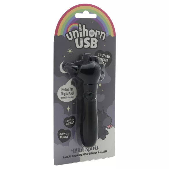 Unihorn Wild Spirit - mini vibrador recargable (negro)