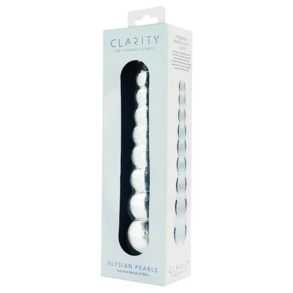Clarity Elysian Pearls - consolador de vidrio con perlas (transparente)