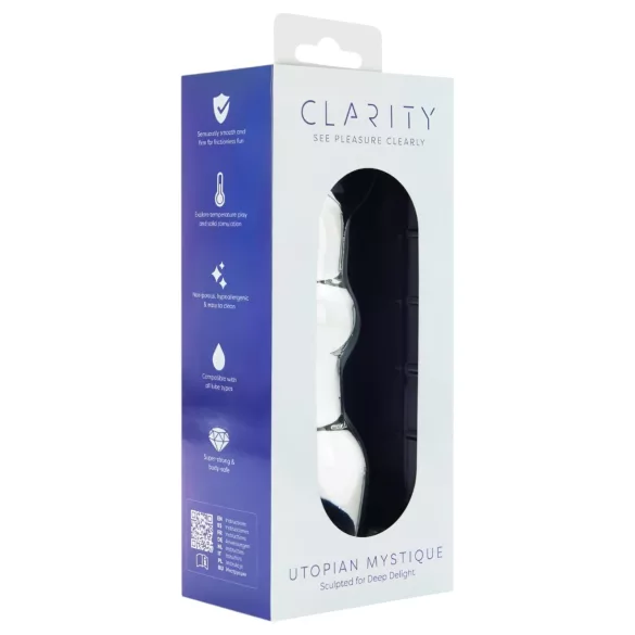 Clarity Utopian Mystique - consolador anal de vidrio acanalado (transparente)