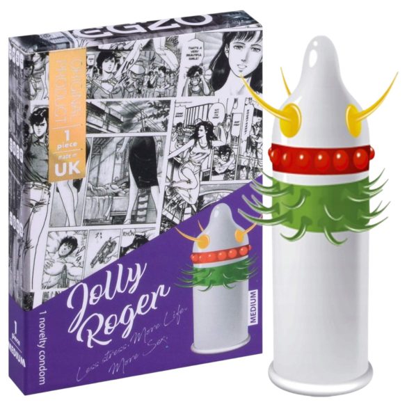 Egzo Jolly Roger - condón con textura de púas y puntos (1 unidad)
