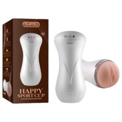   Lonely Happy - masturbador recargable con gemidos (blanco-natural)