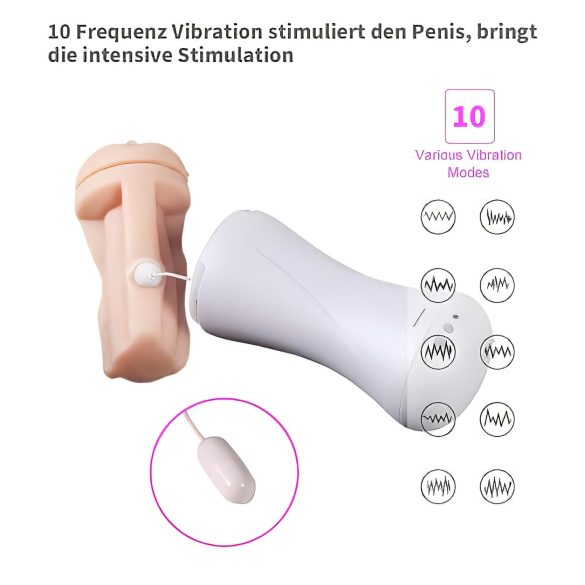 Lonely Happy - masturbador vibrador con gemidos - silicona blanco natural