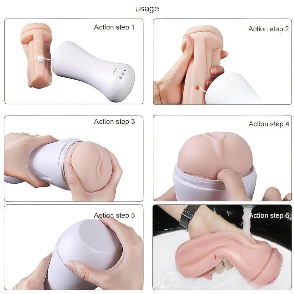 Lonely Happy - masturbador vibrador con gemidos - silicona blanco natural