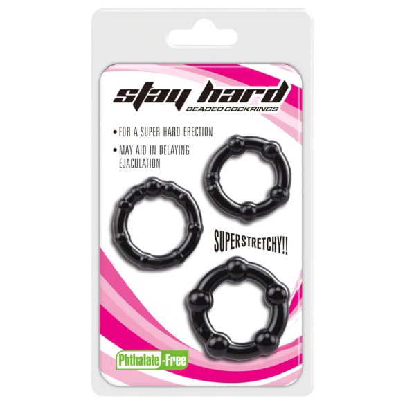 Lonely Stay Hard - set de anillos para pene - negro (3 piezas)