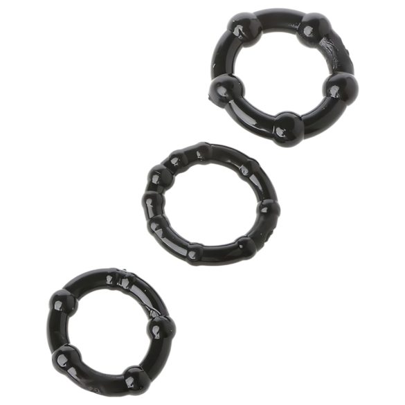 Lonely Stay Hard - set de anillos para el pene - silicona negra - 3 piezas