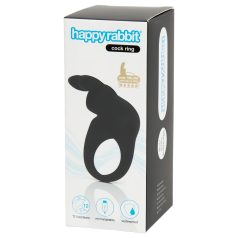 Happyrabbit Cock - anillo vibrador recargable (negro)
