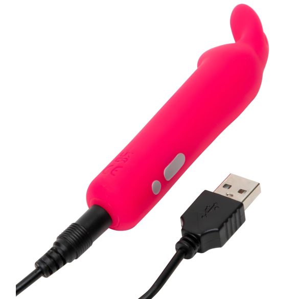 Happyrabbit - vibrador tipo bala recargable conejito silicona rosa