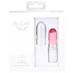  Pillow Talk Lusty - vibrador de varilla con lengua recargable (blanco y rosa)