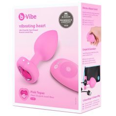   b-vibe corazón - vibrador anal recargable con control remoto (rosa)