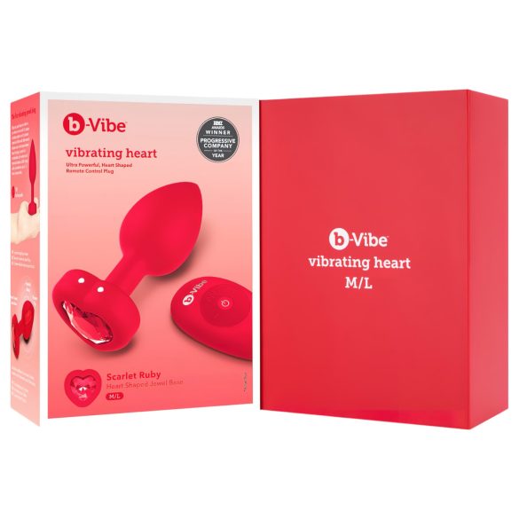 b-vibe heart - vibrador anal recargable con control remoto (rojo)