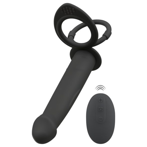 Doble Placer Negro: Vibrador Anal Ajustable