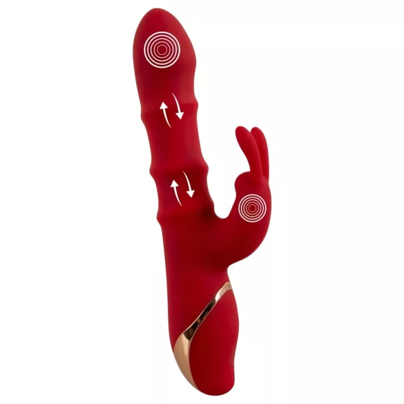 You2Toys - vibrador tipo conejo con anillo vibrador - silicona roja