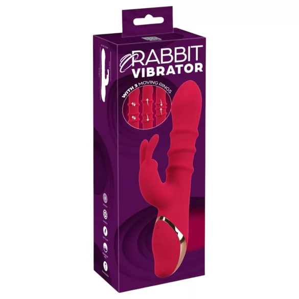 You2Toys - vibrador tipo conejo con anillo vibrador - silicona roja