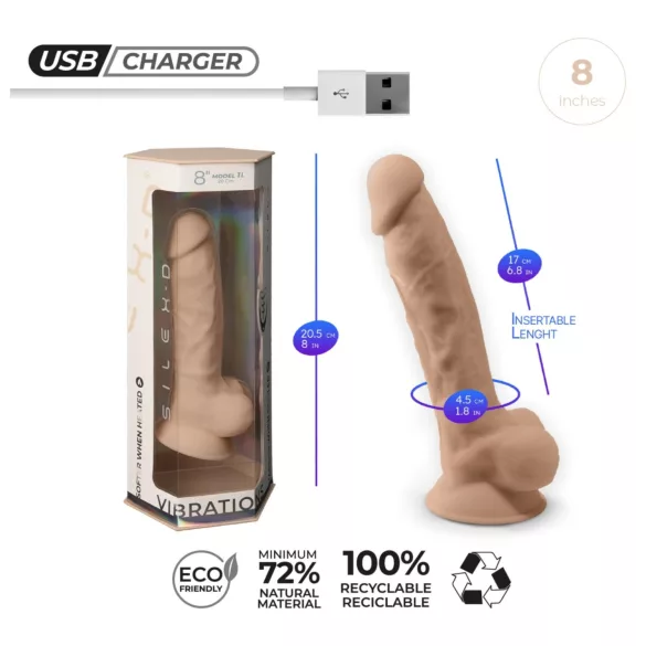 Silexd 8 - vibrador con control remoto para testículos - silicona color natural