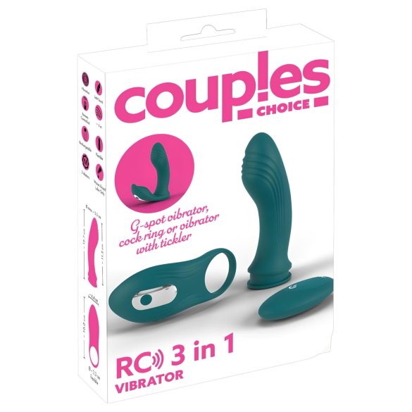 Couples Choice - Vibrador 3 en 1 para parejas - silicona - turquesa