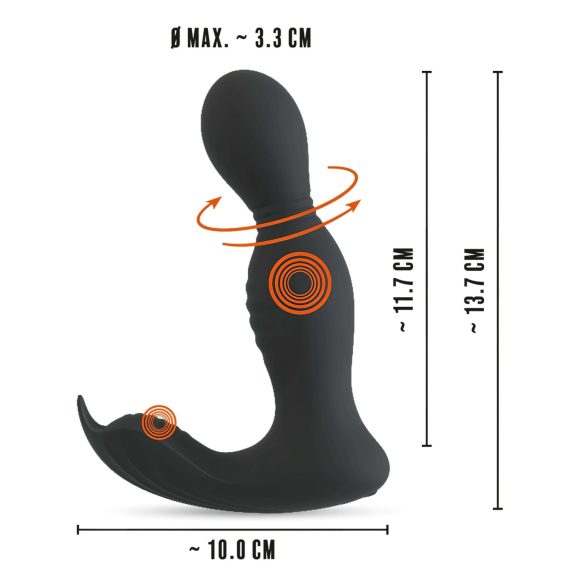 Rebel - vibrador prostático 2 en 1 con mando - silicona negra