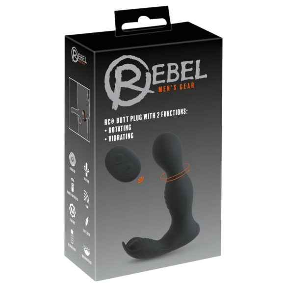 Rebel - vibrador prostático 2 en 1 con mando - silicona negra