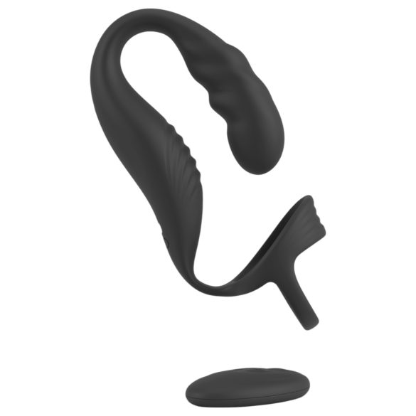 Rebel - Vibrador Prostático con Anillo para Pene y Testículos (Negro)