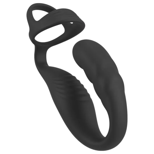 Rebel - vibrador prostático con anillo para pene y testículos - silicona negra