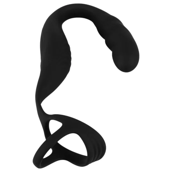 Rebel - vibrador prostático con anillo para pene y testículos - silicona negra