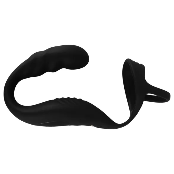 Rebel - vibrador prostático con anillo para pene y testículos - silicona negra