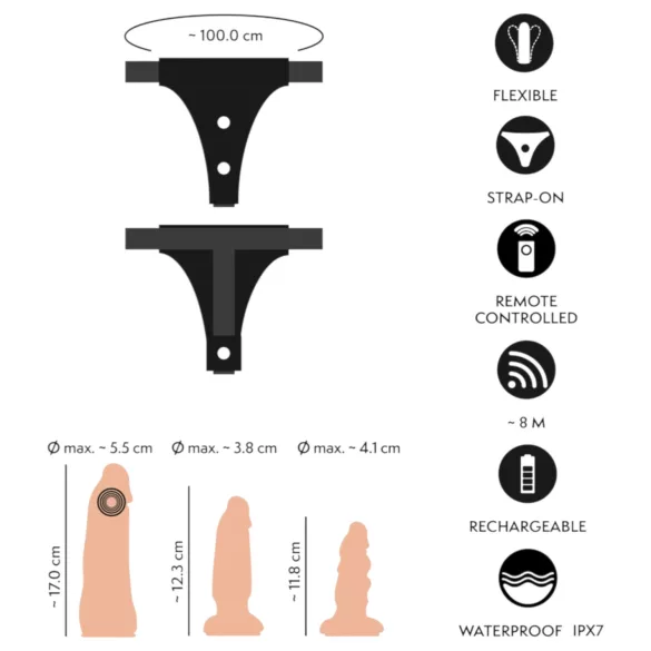 You2Toys - arnés con consolador - set de dildos - color piel