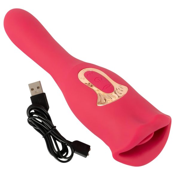 You2Toys - Vibrador 2 en 1 con lengua - silicona rosa